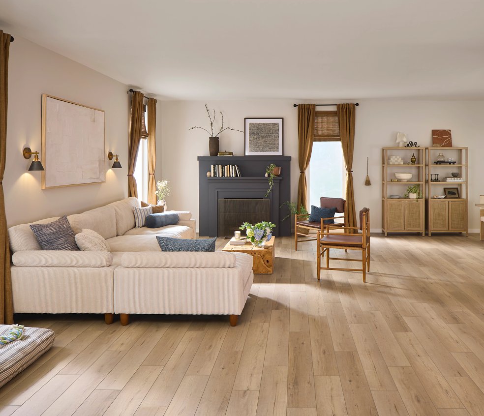 USFloors Coretec Plus Enhanced: Calypso Oak Engineered Luxury Vinyl Plank with Cork Comfort VV012-00761 Room Scene