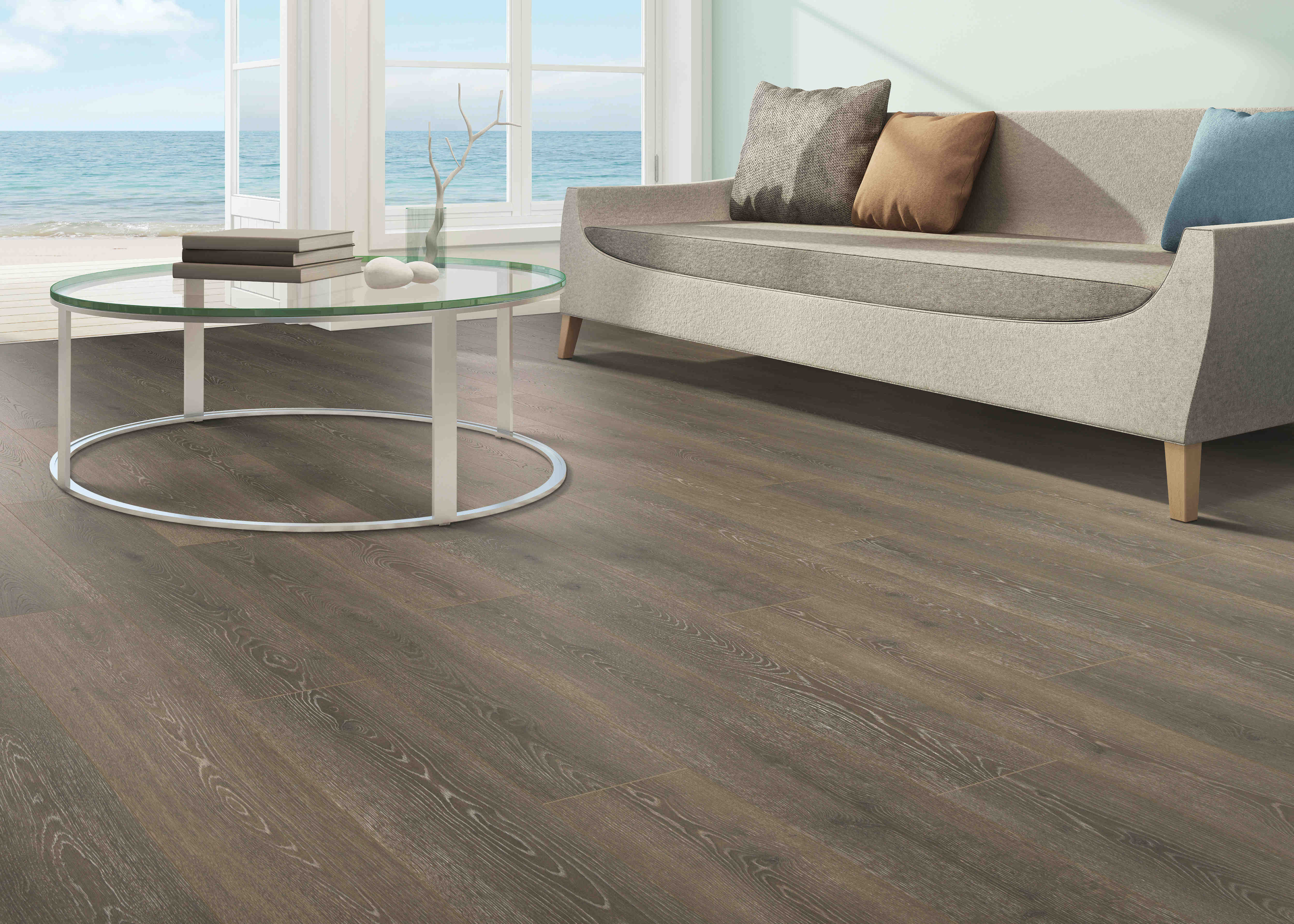 Mohawk Revwood Select: Boardwalk Collective Boathouse Brown 10mm Waterproof Laminate CDL77-04W Room Scene