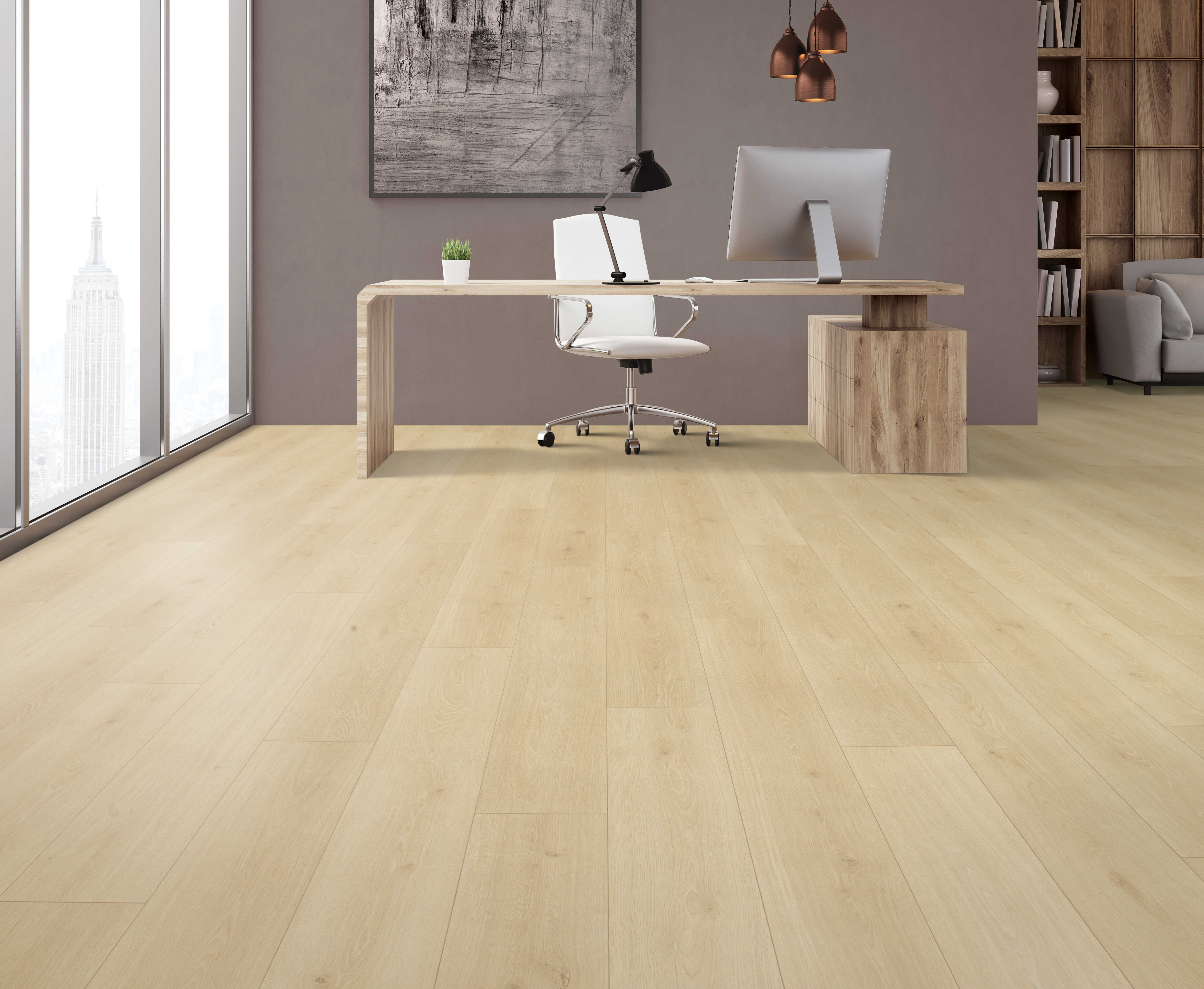 Mohawk Revwood Select: Boardwalk Collective Bleached Linen 10mm Waterproof Laminate CDL77-07W Room Scene