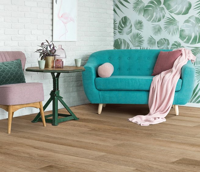 USFloors Coretec Plus: Brockport Oak Engineered Luxury Vinyl Plank with Cork Comfort VV023-00513 Room Scene