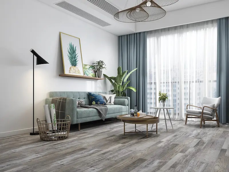 Paramount RigidCORE Keystone: Albarino 7" x 48" Waterproof Rigid Luxury Vinyl Plank with attached pad RC114 Room Scene