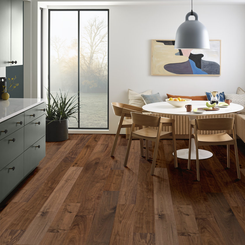 Anderson Tuftex Hardwood Revival Walnut: Era 5/8" x 7.5" Engineered Hardwood AA832-17044 Room Scene