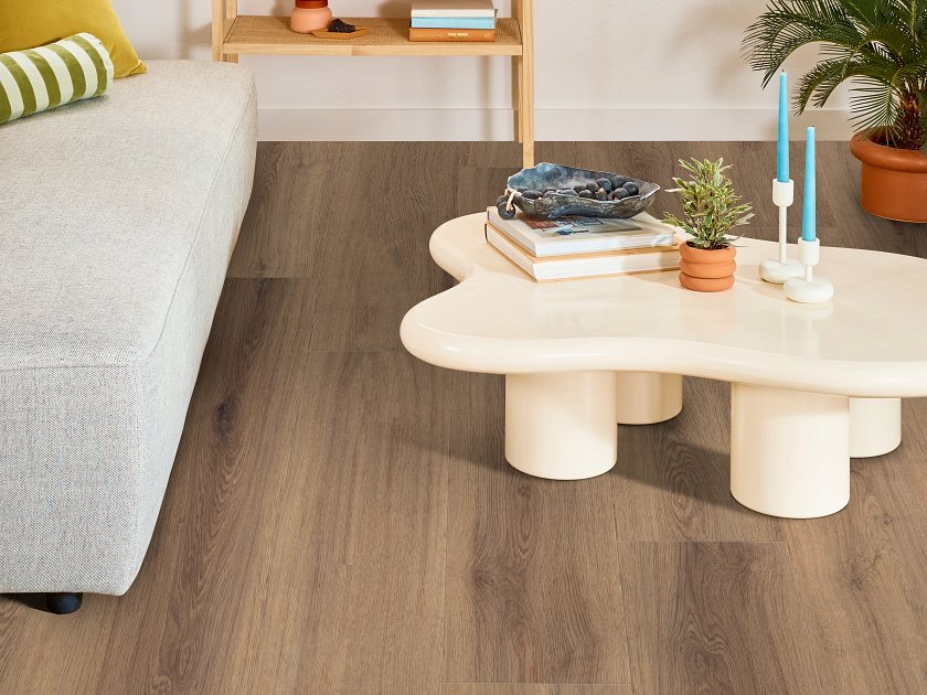 Shaw Pet Perfect Briard: Coffee Oak Luxury Vinyl Plank With Attached Pad 3128V 07385 Room Scene