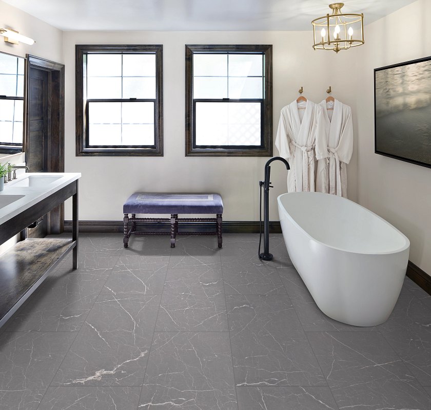 USFloors Coretec Tile: Bronzeite Marble Engineered Luxury Vinyl Tile with Cork Comfort CRT01-06016 Room Scene