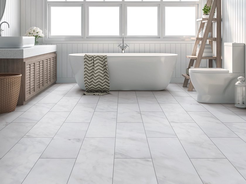 Shaw Floorte Pro Synergy SPC: Frosted Pearl Luxury Enhanced Vinyl Plank with Attached Pad 3434V 01232 Room Scene