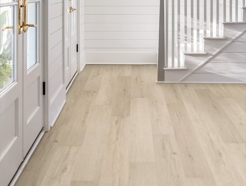 Shaw Pantheon HD+ Natural Bevel: Fresco Cream Luxury Enhanced Vinyl Plank 1051V 02128 Room Scene