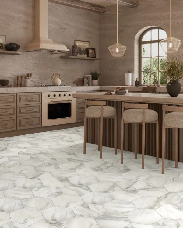 Mannington Adura Max Apex Collection: Artemis Cloud Cover Hexagon Waterproof Luxury Vinyl Plank APS140 Room Scene