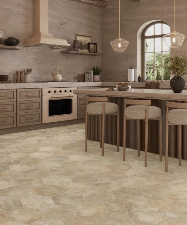 Mannington Adura Max Apex Collection: Luxxe Caviar Hexagon Waterproof Luxury Vinyl Plank APS200 Room Scene