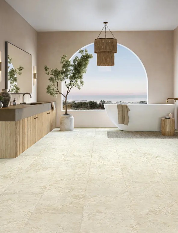 Mannington Adura Max Apex Collection: Rapolano Ivory 18" x 36" Waterproof Luxury Vinyl Plank APX150 Room Scene
