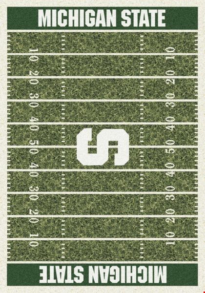 Milliken College Home Field (NCAA) Michigan State 01180 Home Field Rectangle (4000018708) 10'9" x 13'2" Area Rug