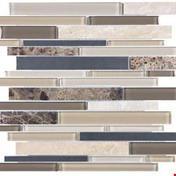 Anatolia Bliss Glass Stone Stainless Mosaic Random Linear Strip : Woodland 35-043