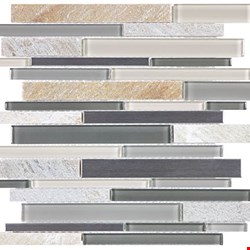 Anatolia Bliss Glass Stone Stainless Mosaic Random Linear Strip : Fossil Rock 35-045
