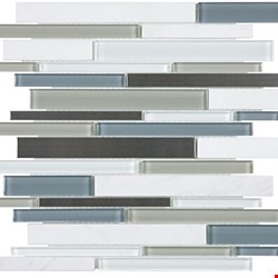Anatolia Bliss Glass Stone Stainless Mosaic Random Linear Strip : Nordic Storm 35-048