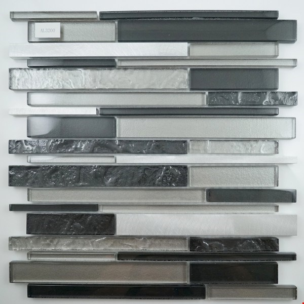 Glass Tile & Stone Transcendent Multi Width Glass Series Mosaic 12" x 12" : AL3200