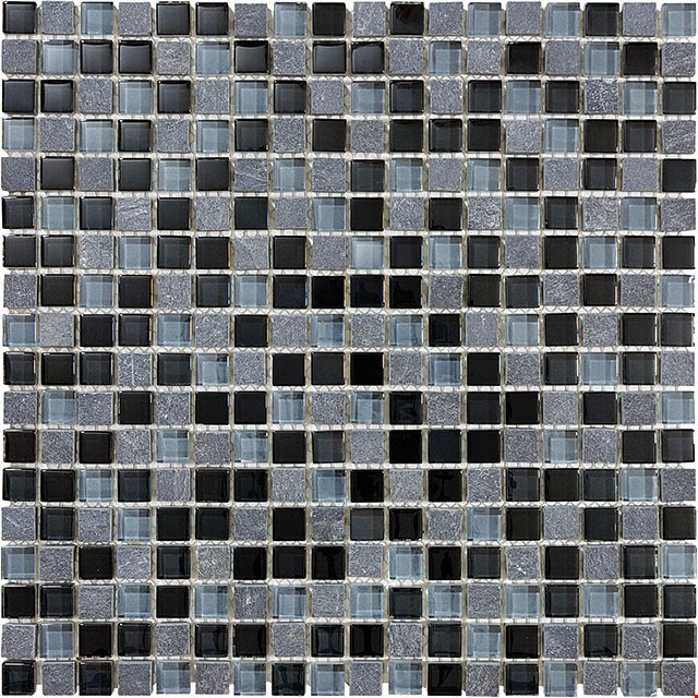 Anatolia Bliss Glass Stone Blend Mosaic 5/8" x 5/8" : Black Timber 35-019