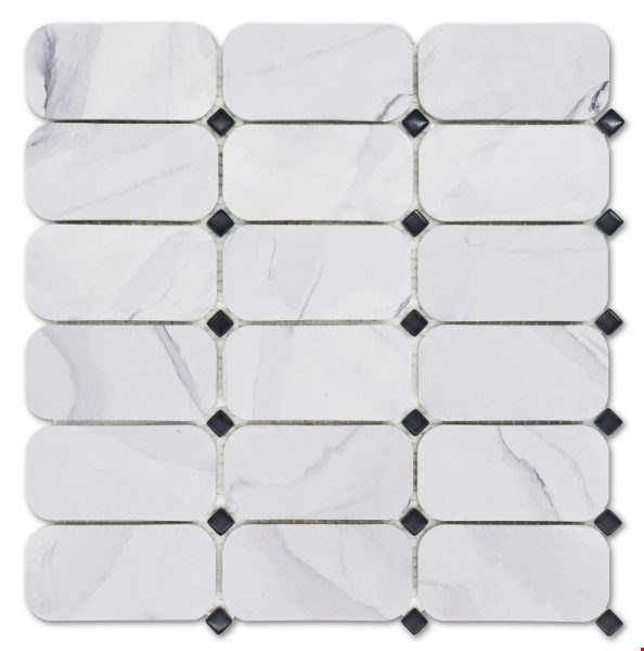 Glass Tile & Stone Artistic Recycled Glass Marble Series: Rectangle with Glass Dot RGAL622