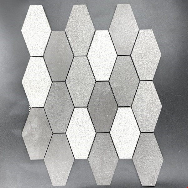 Glass Tile & Stone Presidential Porcelain Series: Elongated Hexagon Mixed Grey PE9242