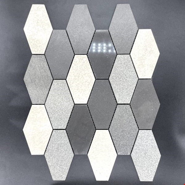 Glass Tile & Stone Presidential Porcelain Series: Elongated Hexagon Salt N Pepper PE9747