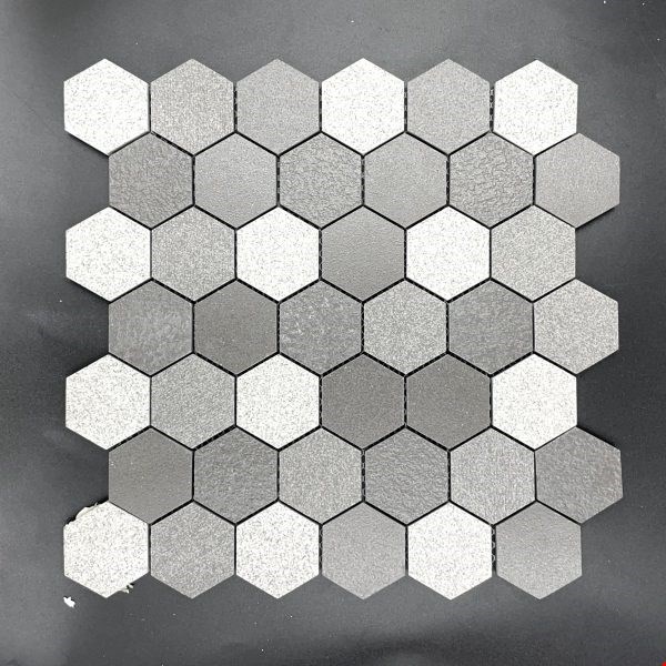 Glass Tile & Stone Presidential Porcelain Series: 2" Hex Mixed Grey PH9212