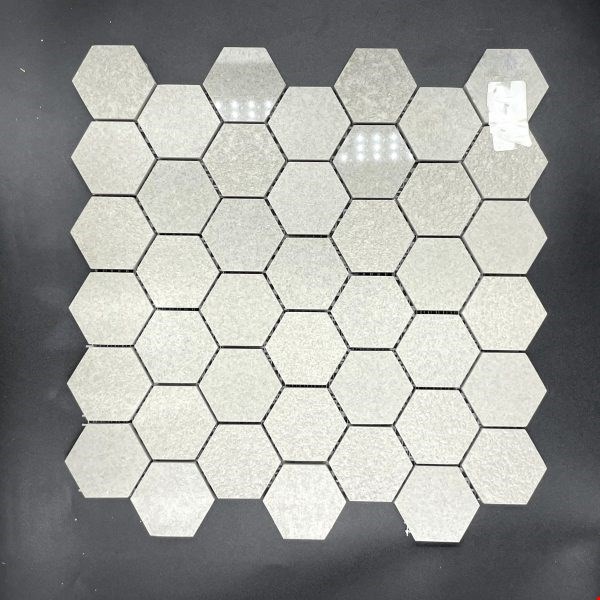 Glass Tile & Stone Presidential Porcelain Series: 2" Hex Mixed Light Grey Silver PH9400