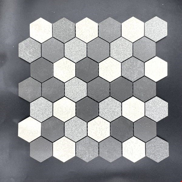 Glass Tile & Stone Presidential Porcelain Series: 2" Hex Mixed Salt N Pepper PH9717