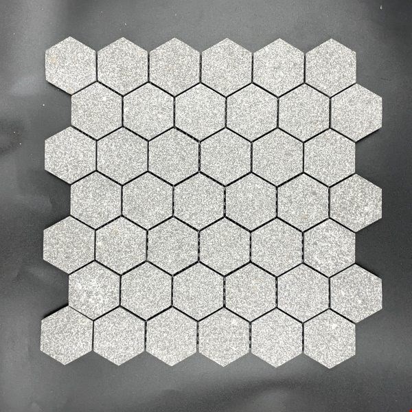 Glass Tile & Stone Presidential Porcelain Series: 2" Hex Mixed Charcoal Terrazzo PH9850