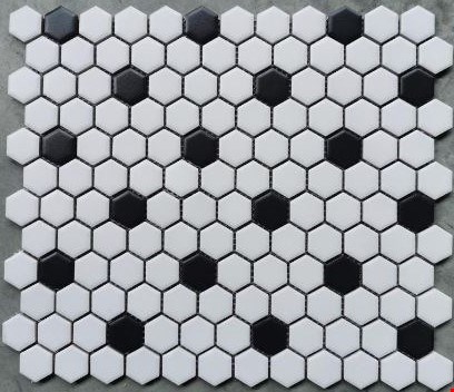Glass Tile & Stone Nextgen: 1" Hexagon White & Black UGP02020