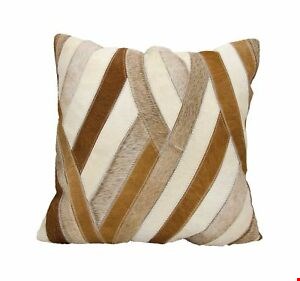 Nourison Natural Leather and Hide Wavy Stripes 20"x20" Pillow 798019031985