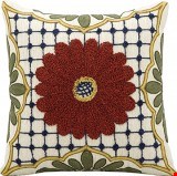 Nourison Kathy Ireland Pillow Rust Center Flower 18