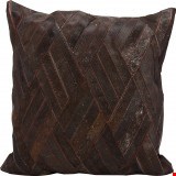 Nourison Natural Leather and Hide Basket Weave 20"x20" Pillow 798019026639