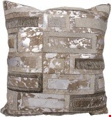 Nourison Natural Leather and Hide Metalic Bricks 20"x20" Pillow 798019032968