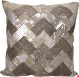 Nourison Natural Leather and Hide Met Arrow Chevron 20"x20" Pillow 798019032906