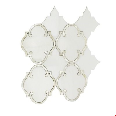 Soho Waterjet MJ: Rabat White with Thassos With Pearl Line Mosaic MJRABATWTHSPRL 