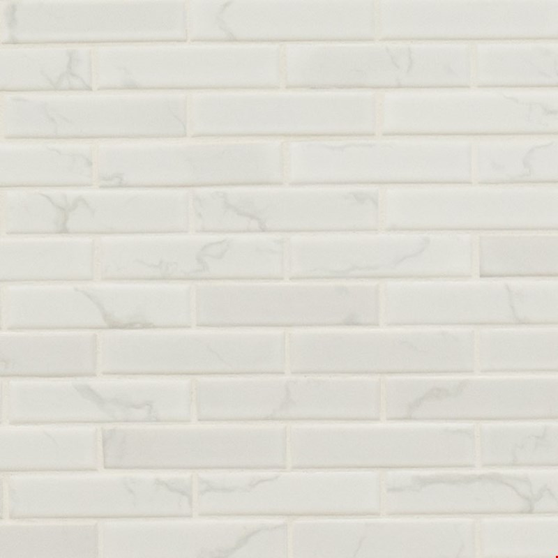 MS International Marble: Carrara White Matte 1" x 4" Marble Mosaic SMOT-PT-CAR-1X4M
