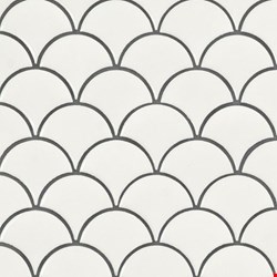 MS International Domino Collection: Bianco Retro Scallop Porcelain Mosaic SMOT-PT-RETBIA-SCALOP
