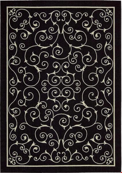 Nourison Home & Garden RS019 Black (99446112057) Rectangle 5'3" x 7'5" Area Rug