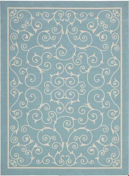 Nourison Home & Garden RS019 Light Blue (99446112040) Rectangle 5'3" x 7'5" Area Rug