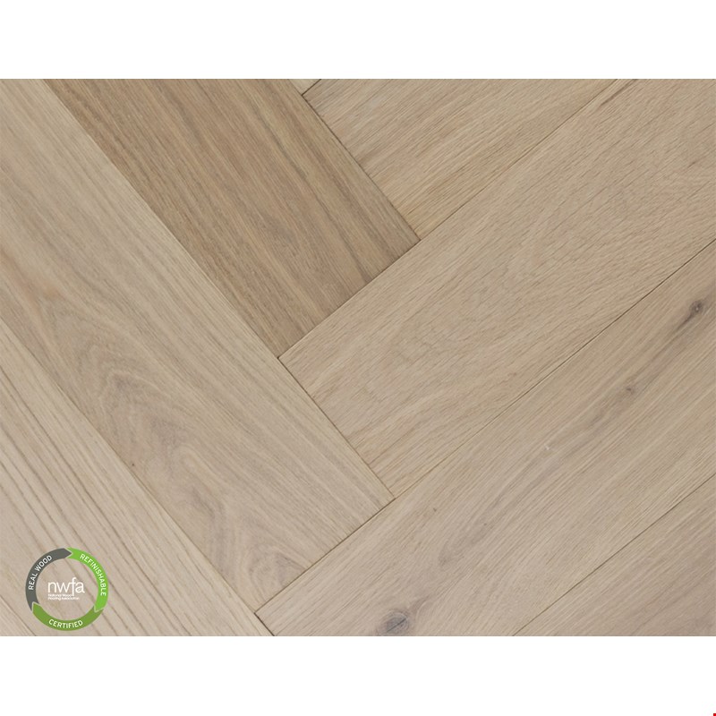 Mullican Castillian Herringbone: Coastal Fog 5/8" x 5" Engineered Oak Hardwood 25946