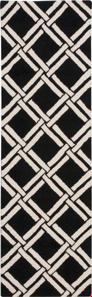 Nourison Linear LIN04 Black White (99446220707) Runner 2'3" x 7'6" Area Rug