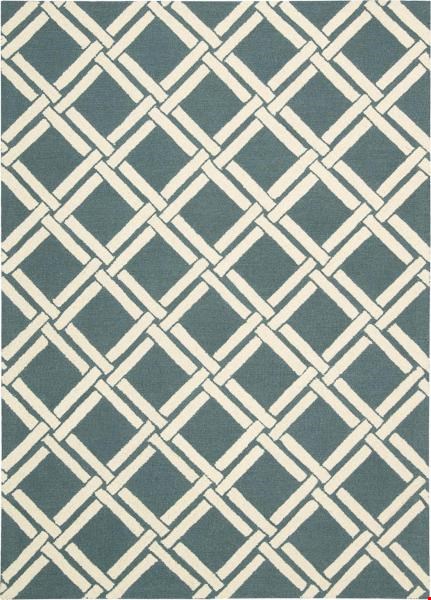 Nourison Linear LIN04 Teal Ivory (99446220509) Rectangle 3'9" x 5'9" Area Rug