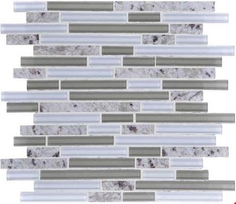 Daltile Granite Radiance: Kashmir White Blend 12" x 12" Glass Random Linear Mosaic GR6058RANDMS1P