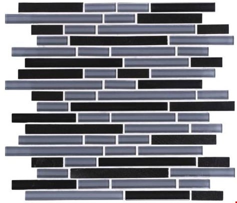 Daltile Granite Radiance: Absolute Black Blend 12" x 12" Glass Random Linear Mosaic GR6158RANDMS1P