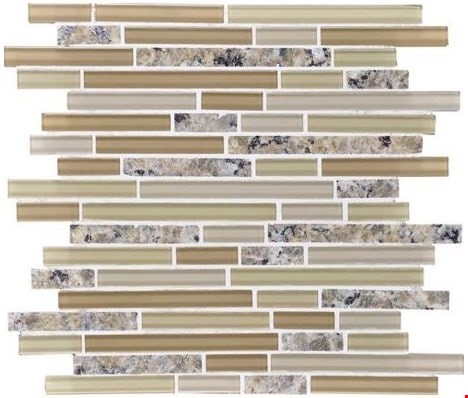 Daltile Granite Radiance: New Venetian Gold Blend 12" x 12" Glass Random Linear Mosaic GR6458RANDMS1P