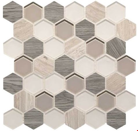 Daltile Idyllic Blends: Serene Storm 11" x 11" Multi-Finish Hexagonal Mosaic IB042HEXMS1U