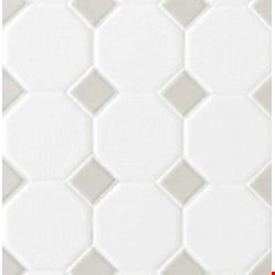 Daltile Octagon & Dot: Matte White with Gloss Gray Dot 12