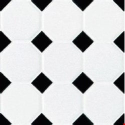 Daltile Octagon & Dot: Matte White with Gloss Black Dot 12