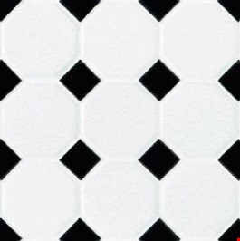 Daltile Octagon & Dot: Matte White with Gloss Black Dot 12" x 12" Mosaic 65012OCT21MS1P2