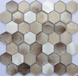 Glass Tile & Stone Hexagon Metallic Fabric Series Mosaic 12" x 12" : AL4564 