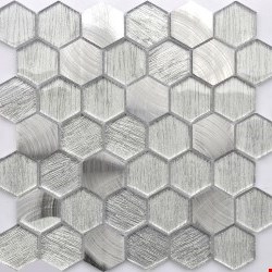 Glass Tile & Stone Hexagon Metallic Fabric Series Mosaic 12