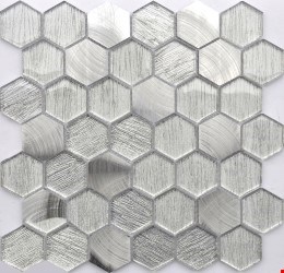 Glass Tile & Stone Hexagon Metallic Fabric Series Mosaic 12" x 12" : AL4586
